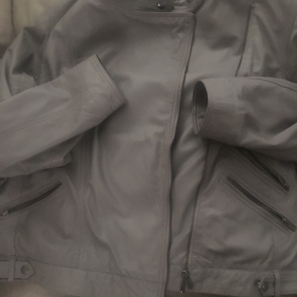 New Capsule grey soft leather biker style jacket